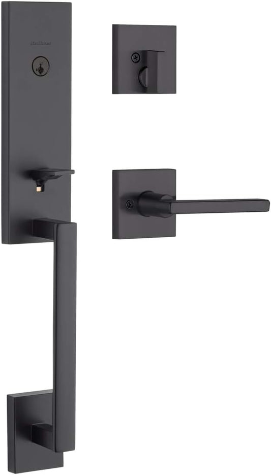 Manillas de lujo para puerta principal/Cerradura para puerta negro mate. Kwikset