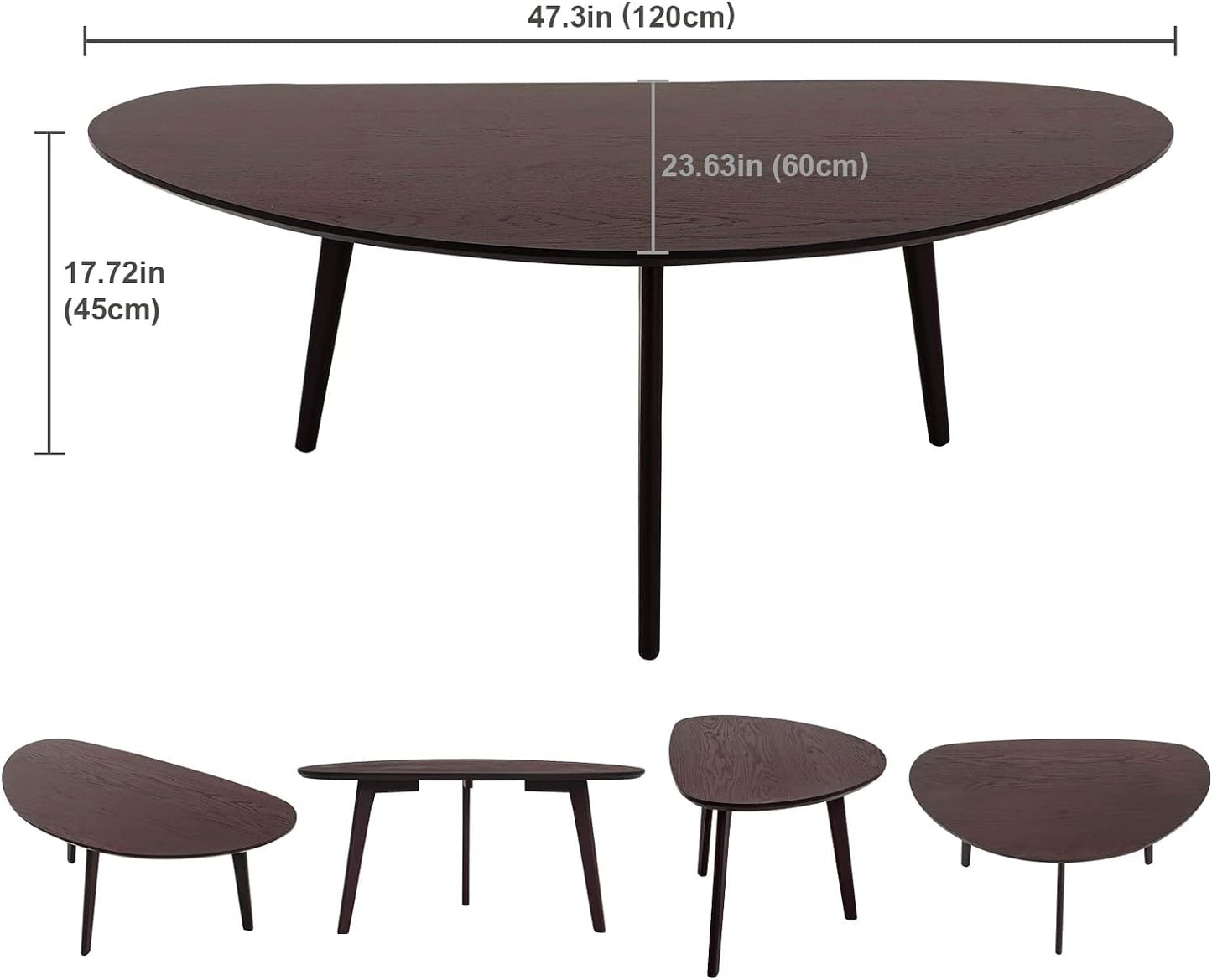 Mesa de centro o cafe, ovalada para espacios pequeños de estilo minimalista. FIRMINANA