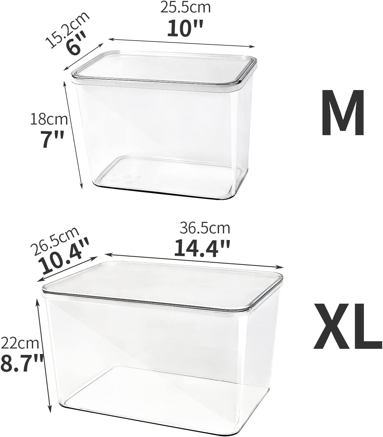 Contenedores de almacenamiento transparentes con tapas. 5 unidades tamaño XL y M. Sgoostood