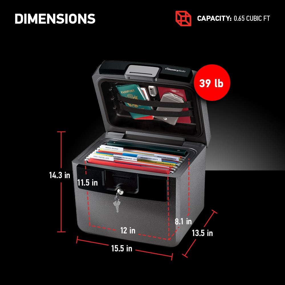 Caja fuerte ignífuga e impermeable con cerradura de llave.  SentrySafe HD4100