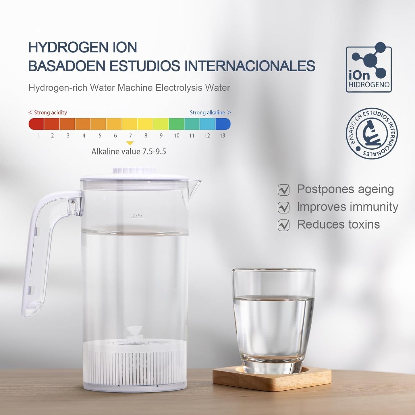 Generador/Maquina de agua de hidrógeno SPE y PEM electrólisis ionizada con pH equilibrado.