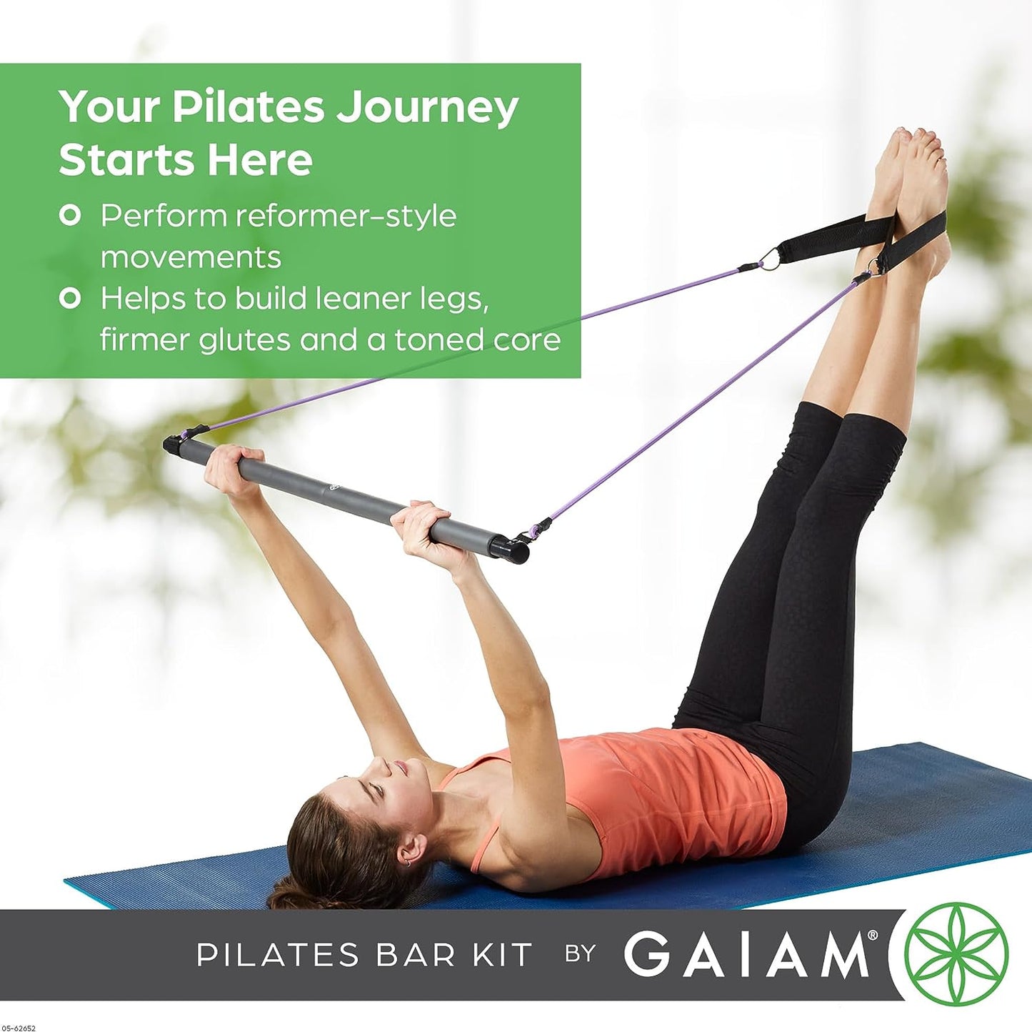 Barra de pilates con bandas de resistencia. GAIAM