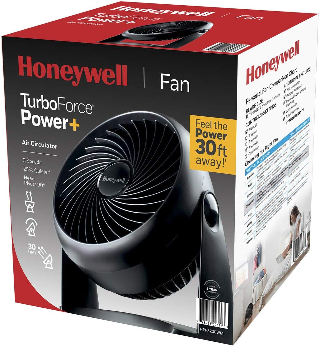 Ventilador personal de 3 velocidades con cabeza giratoria. Honeywell TurboForce Power +