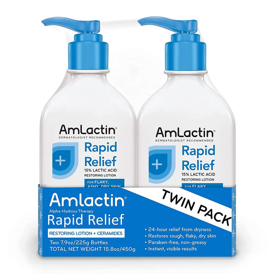 AmLactin Loción corporal restauradora de alivio rápido para piel seca 