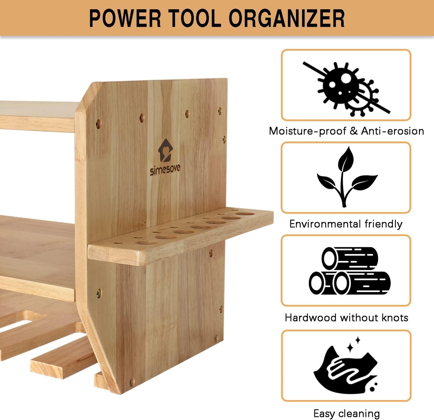 Organizador de madera para herramientas, mueble aereo macizo. Simesove