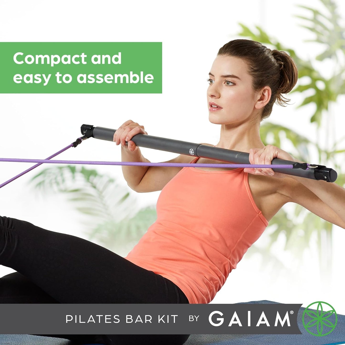 Barra de pilates con bandas de resistencia. GAIAM