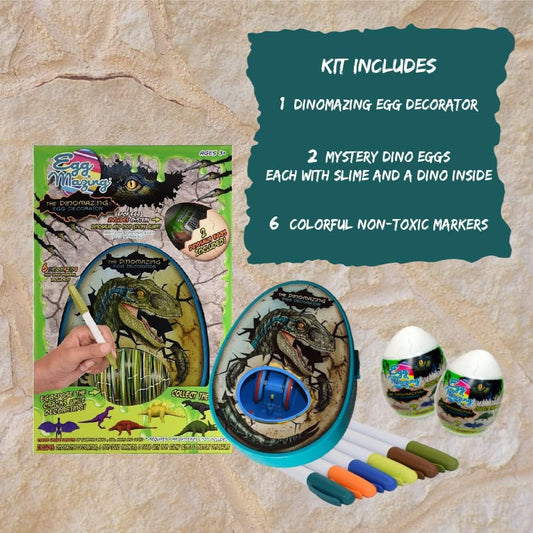 Kit de decoración de huevos de dinosaurio con figuras.