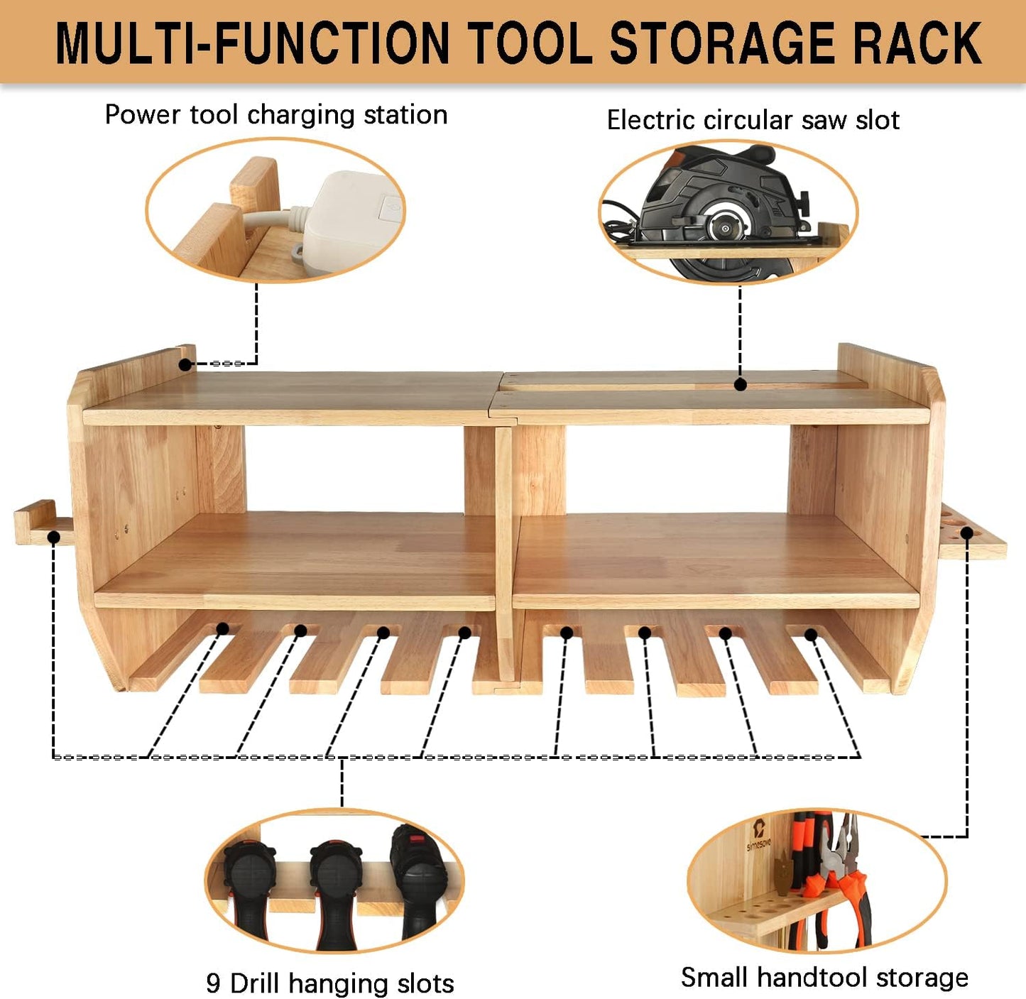 Organizador de madera para herramientas, mueble aereo macizo. Simesove