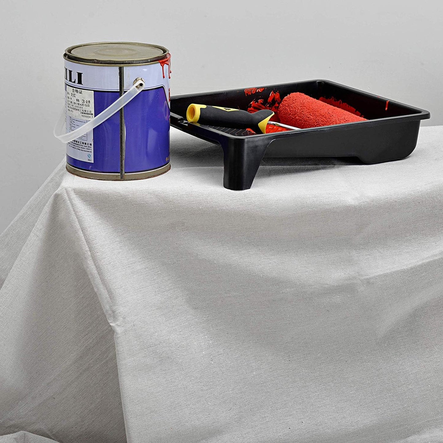 Lona protectora de lienzo de 2.7m x 3.6m  para pintar, cubrir,limpiar, etc, reusable y lavable