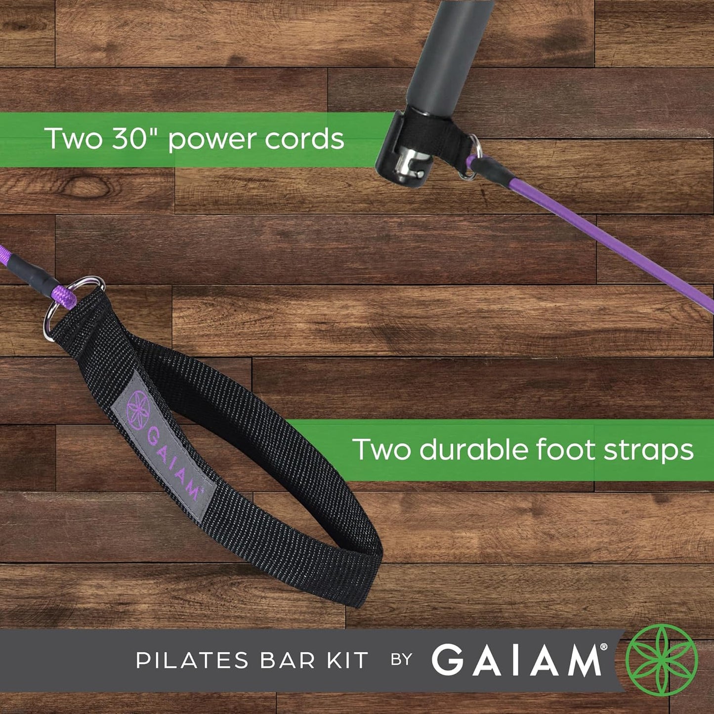 Barra de pilates con bandas de resistencia. GAIAM