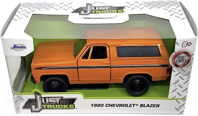 Carro de coleccion a escala 1:32. Jada Just Trucks 1980 Chevy Blazer (naranja)