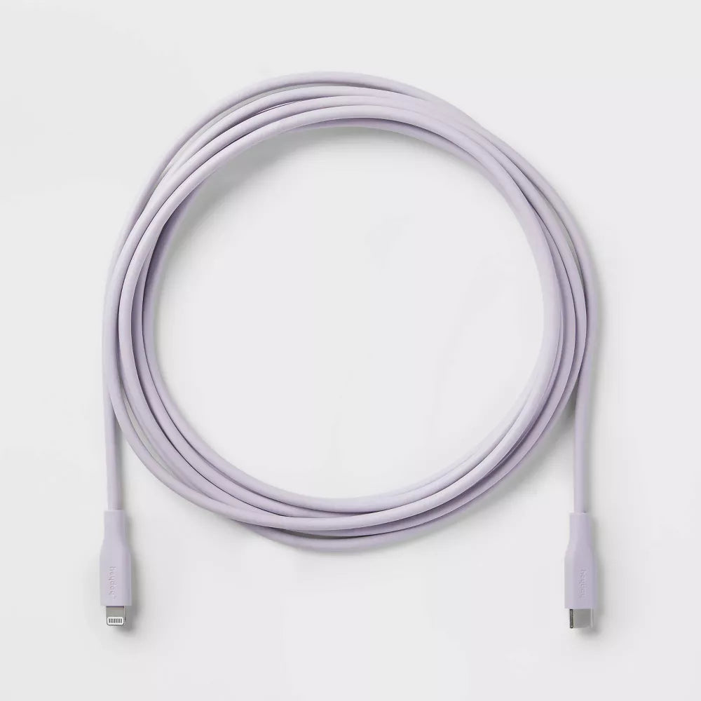 Cable largo Lightning a USB-C para Iphone/Ipad de 3.5 metros color morado. Heyday