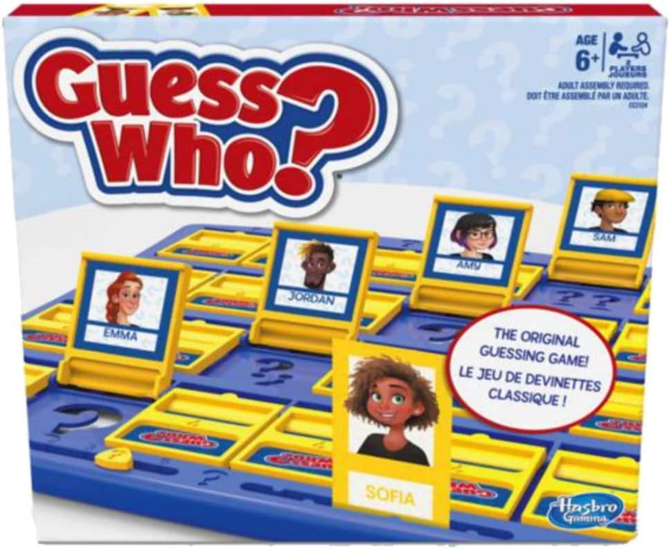 Guess Who, Adivina quién? Juego original en INGLES de adivinanzas para niños a partir de 6 años para 2 jugadores