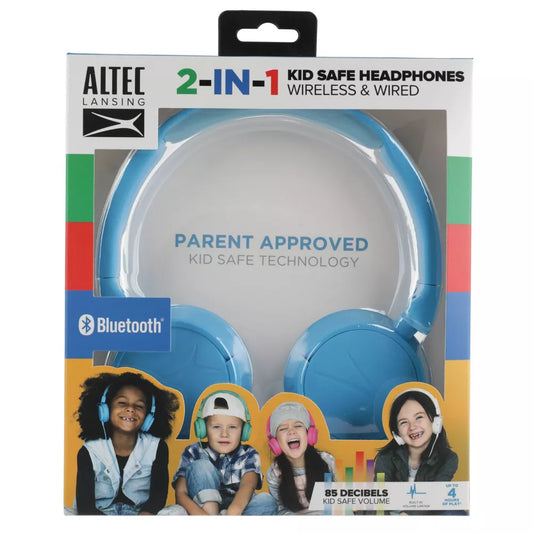 Audifonos Bluetooth y Cable para niños y niñas Kid Safe Azul MZX250