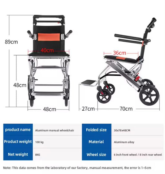 Silla de ruedas ligera para niños o personas pequeñas, plegable, aleacion de aluminio