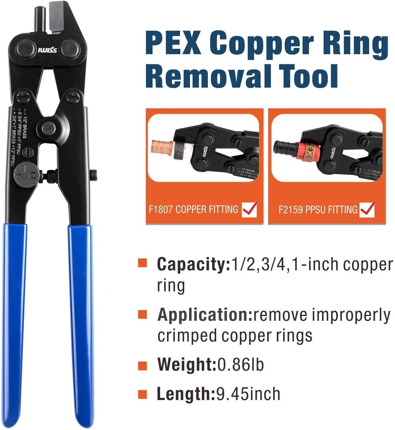 Cripadora de anillos/Juego de herramientas de prensado de anillo de cobre para mangueras PEX